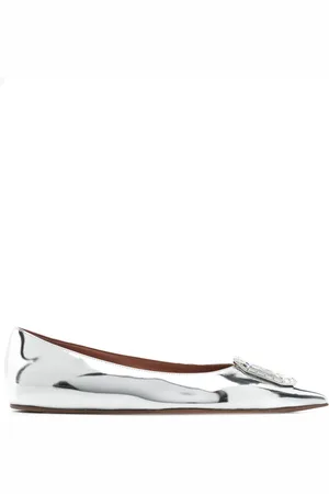 Amina Muaddi Ballerine con effetto metallizzato