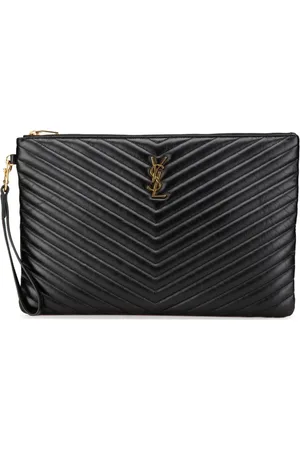 Saint Laurent Clutch portadocumenti con motivo chevron e monogramma 2017