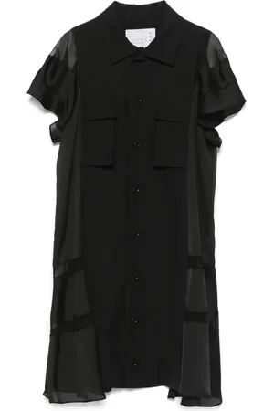 SACAI Chemisier con inserti semi trasparenti