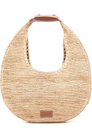 Staud Borsa a spalla Moon grande in rafia