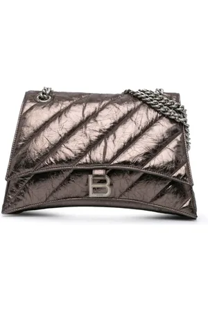 Balenciaga Borsa a spalla Crush media metallizzata con catena 2010