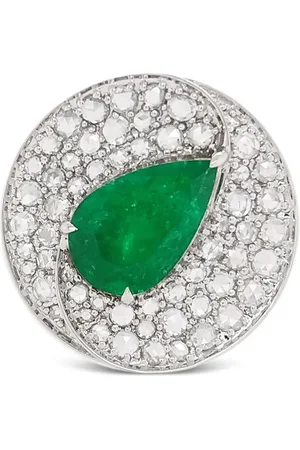 HYT Jewelry Anello in oro bianco 18 carati con diamanti e smeraldi