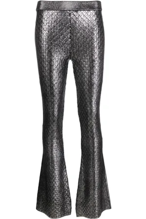 Paco rabanne Pantaloni svasati a vita alta
