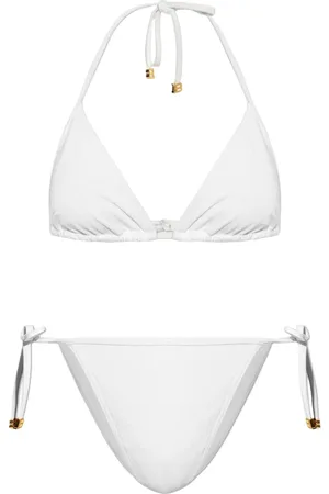 Balmain Bikini con logo e perline