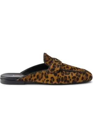 Prada Mules in pelle con stampa leopardo