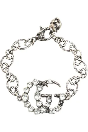 Gucci Bracciale GG placcato palladio con cristalli XX secolo