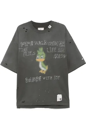 Maison Mihara Yasuhiro T-shirt con stampa Leon ed effetto vissuto