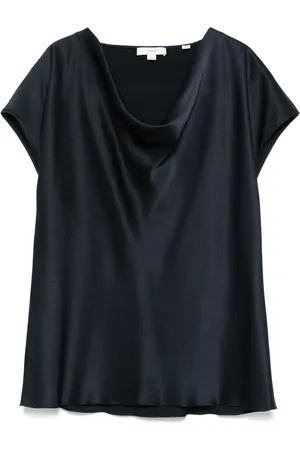 Vince Blusa in seta con scollo drappeggiato