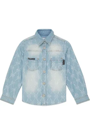 Philipp Plein Giacca denim con monogramma