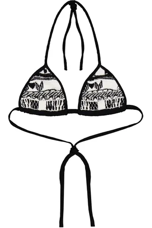 LANEUS Top bikini con logo a intarsio