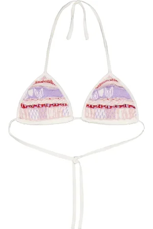 LANEUS Top bikini con logo jacquard