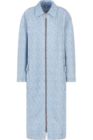 GCDS Cappotto denim con logo jacquard