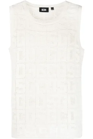 GCDS Canotta macramé con monogramma