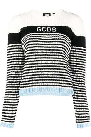 GCDS Maglione a righe con logo jacquard