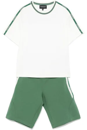 Emporio Armani Set top e shorts con dettaglio a righe