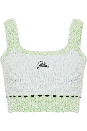 GCDS Top crop bouclé con ricamo