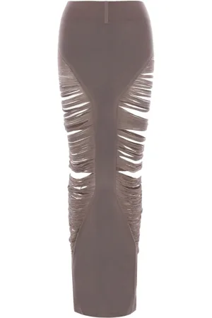 Rick Owens Gonna midi Pillar con frange
