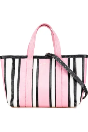 Balenciaga Borsa tote Barbes East West piccola a righe in pelle di agnello 2000-2024