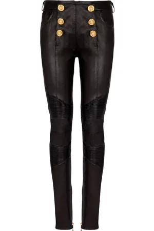 Balmain Pantaloni skinny in pelle
