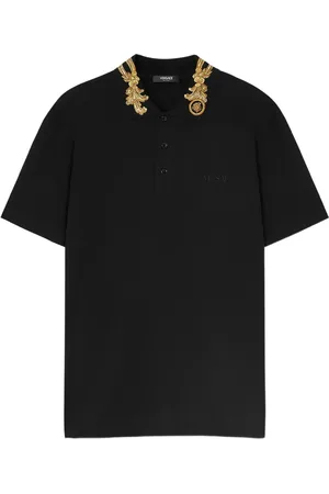 VERSACE Polo con ricamo Barocco Leaf