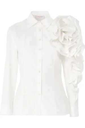 Carolina Herrera Camicia semi trasparente con applicazione a fiori
