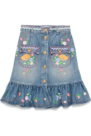 VALENTINO GARAVANI Gonna midi con ricamo a fiori