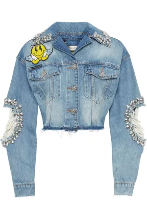 Philipp Plein Giacca Smile denim con taglio crop