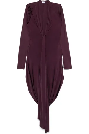 Salvatore Ferragamo Abito midi con scollo a V e dettaglio nodo