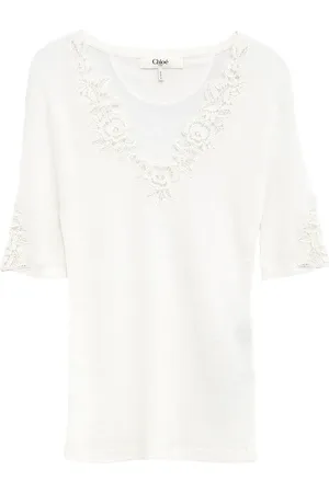 Chloé T-shirt in pizzo a fiori