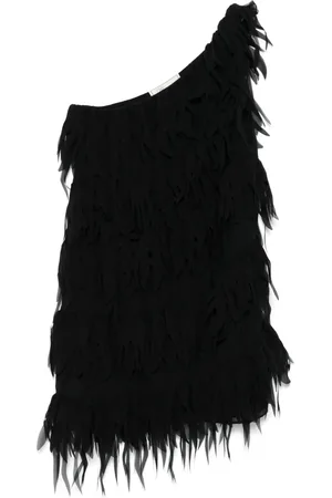 BLUMARINE Abito corto in georgette con frange