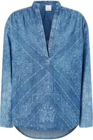 Pinko Blusa denim con stampa bandana