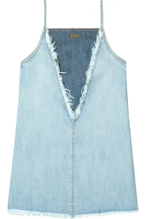 OFF-WHITE Abito corto denim con frange