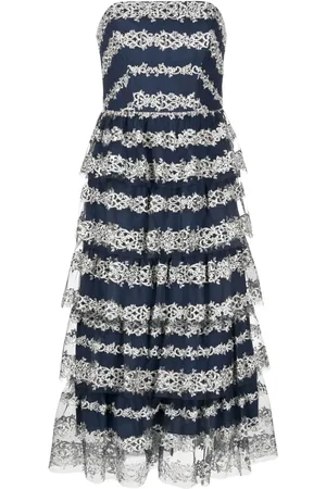 Marchesa Notte Abito midi con ricamo