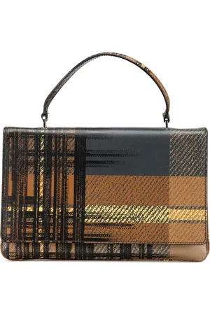 Prada Borsa a mano in pelle Saffiano con manico e stampa Tartan 2010-2024
