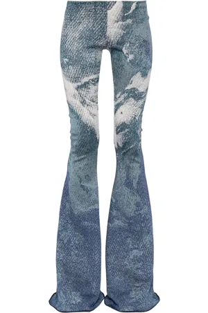 Roberto Cavalli Pantaloni svasati con motivo jacquard