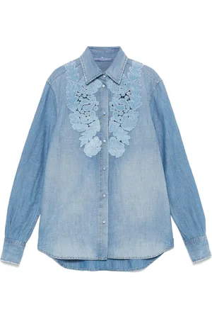 ERMANNO SCERVINO Camicia denim con applicazione a fiori