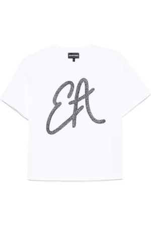 Emporio Armani T-shirt in cotone con logo in lurex