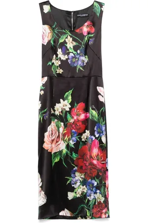 Dolce & Gabbana Abito midi in raso a fiori