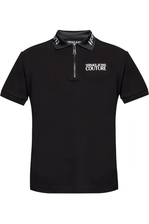 VERSACE Polo in cotone con ricamo logo