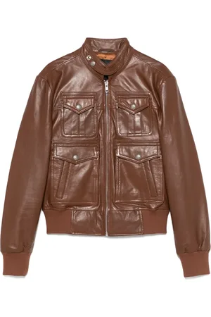 R13 Giacca in pelle con zip
