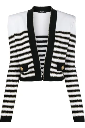 Balmain Giacca crop a righe