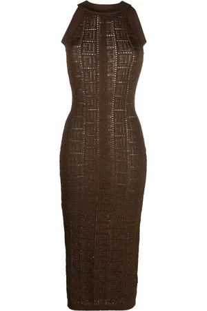 Balmain Abito midi con monogramma