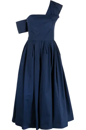 Alexander McQueen Abito midi svasato con spalle scoperte