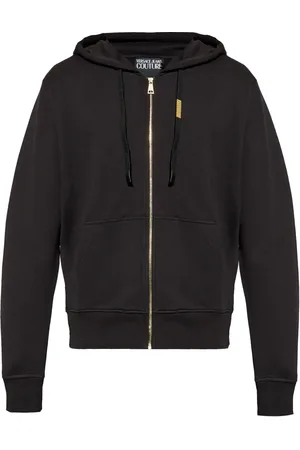 VERSACE Felpa in cotone con cappuccio e zip