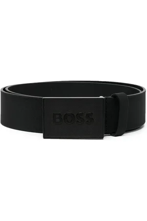 HUGO BOSS Cintura con placca logo in pelle