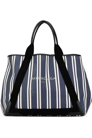 Balenciaga Borsa tote Navy Cabas M in tela con motivo a righe 2017-2024