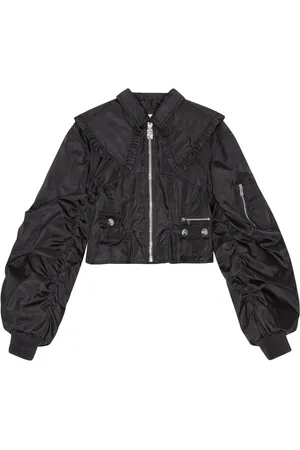 Ganni Giacca bomber con ruches sul collo