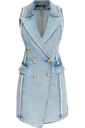 Balmain Abito denim sartoriale in stile gilet