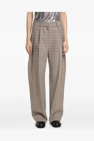 Paco rabanne Pantaloni ampi a quadri con desing plissettato
