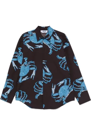 Msgm Camicia in cotone con stampa King Crab